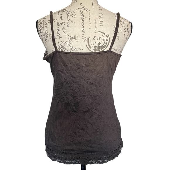 Mudd Lace Trim Cami Y2K Tank Top Size L Brown Romantic Coquette Fairy - Picture 2 of 5